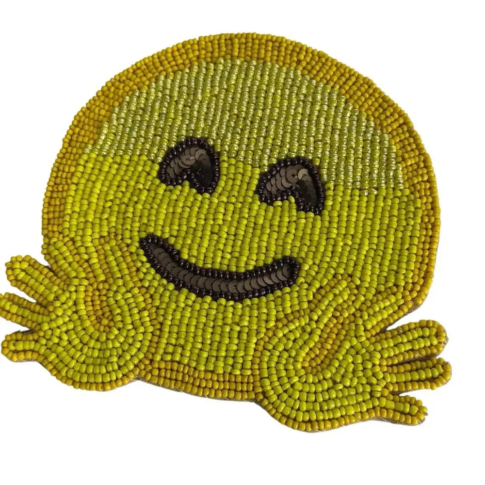 KIM SEYBERT Emoji Coasters set of 6 Glass Beaded